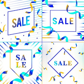 Vibrant blue sale sign vector set | Free stock vector - 535132