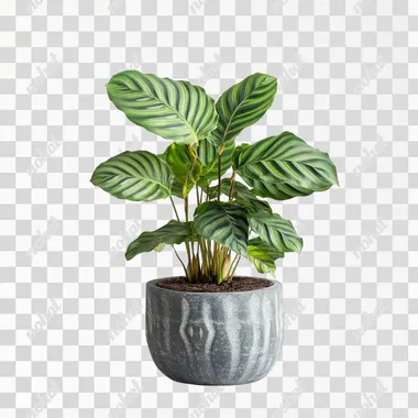 Vibrant Calathea Plant in Modern Stone Pot