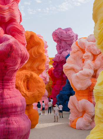 Vibrant Canyon of Colorful Paper Sculptures