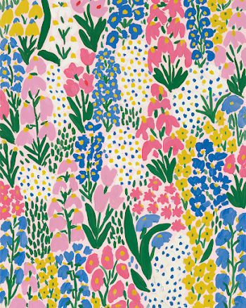 Vibrant Coastal Flower Pattern in Matisse Style