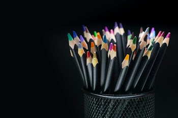 Vibrant Colored Pencils in Black Holder