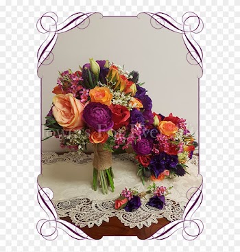 Vibrant Colourful Silk Artificial Wedding Bouquet Set - Magenta