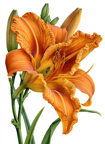 Vibrant Daylily Flower Illustration