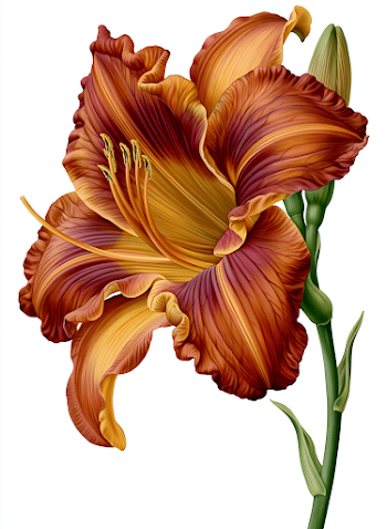 Vibrant Daylily Flower Illustration