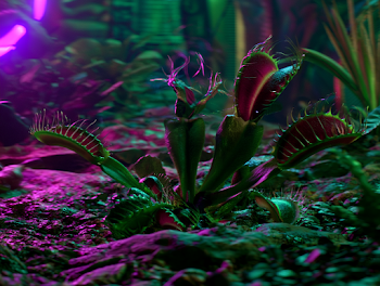 Vibrant Display of Venus Flytraps at a Carnival