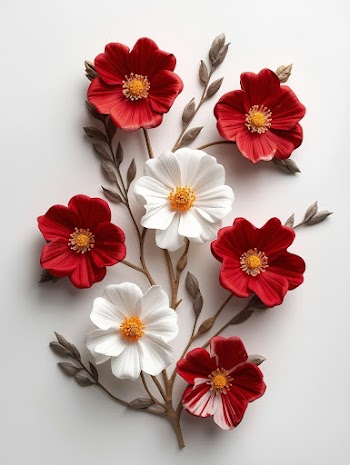 Vibrant Floral Arrangement with Red and White Flowers