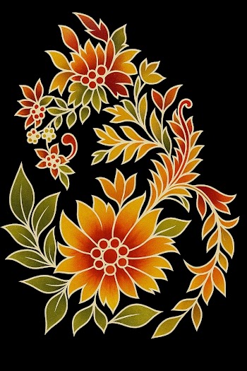 Vibrant Floral Design on Black Background