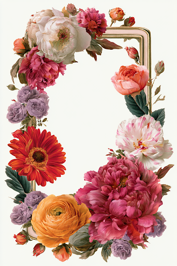 Vibrant Floral Frame with Peonies and Gerbera Daisies