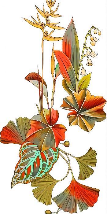 Vibrant Floral Illustrations with Colorful Leaves