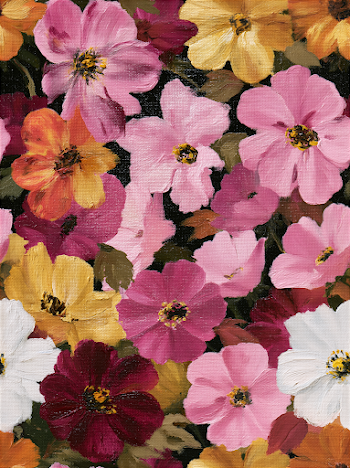 Vibrant Floral Palette on Black Canvas