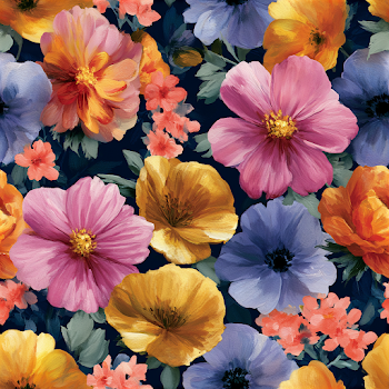 Vibrant Floral Pattern with Hand-Painted Blossoms