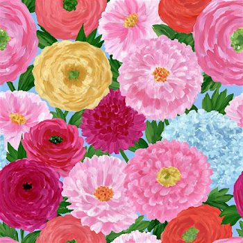 Vibrant Floral Pattern with Lisianthus and Eucalyptus