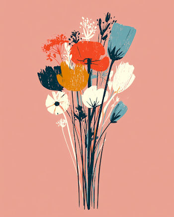 Vibrant Flower Bouquet Illustration