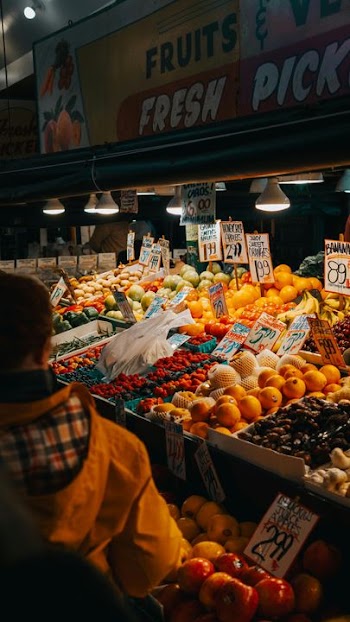 Vibrant Fresh Produce at Market Stall