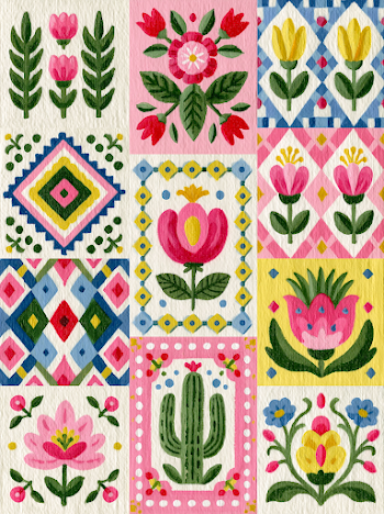Vibrant Geometric Floral Patterns
