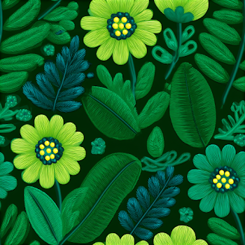 Vibrant Green Floral Pattern
