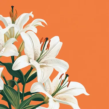 Vibrant Hand-Drawn Bouquet of Lilies with Snow-White Petals Vibrant Hand-Drawn Bouquet of Lilies with Snow-White Petals