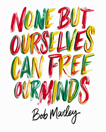 Vibrant Hand-Painted Brush Lettering: Bob Marley Quote