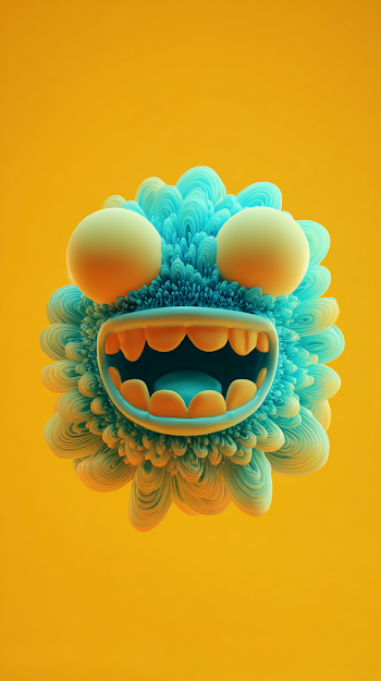 Vibrant Happy 3D Monster Face