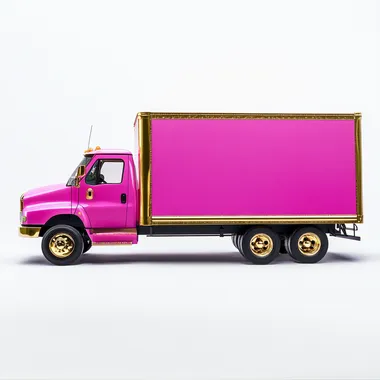 Vibrant Hot Pink Delivery Truck with Gold Accents Vibrant Hot Pink Delivery Truck with Gold Accents