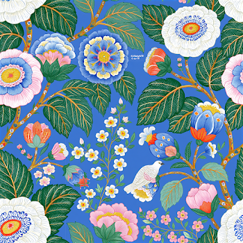 Vibrant Indian Floral Pattern in Blue