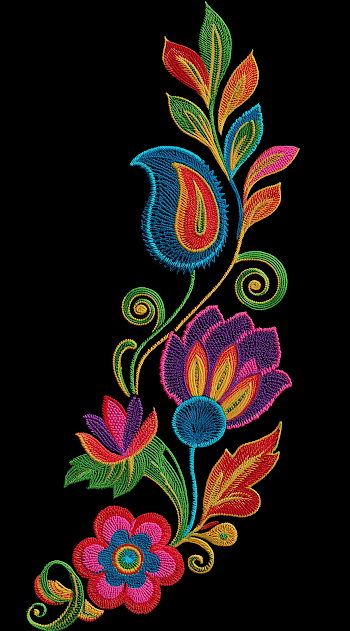 Vibrant Indian Motif Floral Embroidery Design