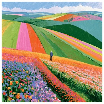 Vibrant Landscape with Isolated Figure