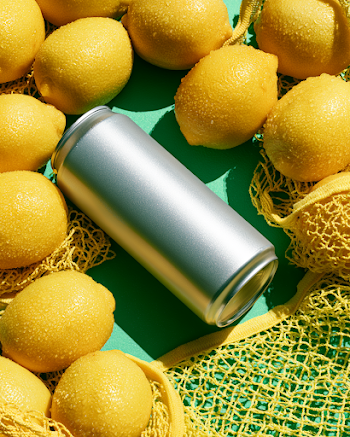 Vibrant Lemon-Themed Soda Can Mockup