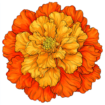 Vibrant Marigold Flower Illustration