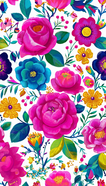 Vibrant Mexican Roses Floral Pattern