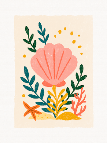 Vibrant Minimal Sea Shell Illustration