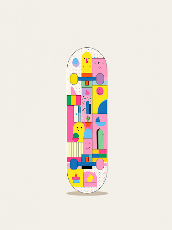 Vibrant Minimalist Skateboard Collage