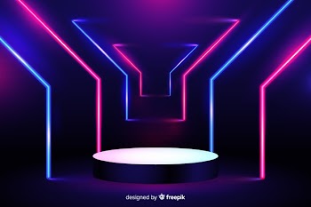 Vibrant neon lights stage background Free Vector