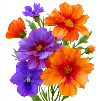 Vibrant Orange and Purple Summer Flowers