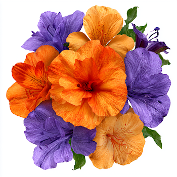 Vibrant Orange and Purple Summer Flowers Clipart