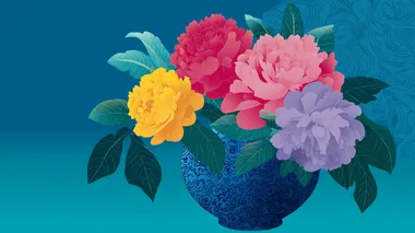 Vibrant Peonies in a Vase - Chinese Aesthetic Illustration Vibrant Peonies in a Vase - Chinese Aesthetic Illustration