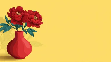 Vibrant Peonies in Vase with Chinese Aesthetic Vibrant Peonies in Vase with Chinese Aesthetic