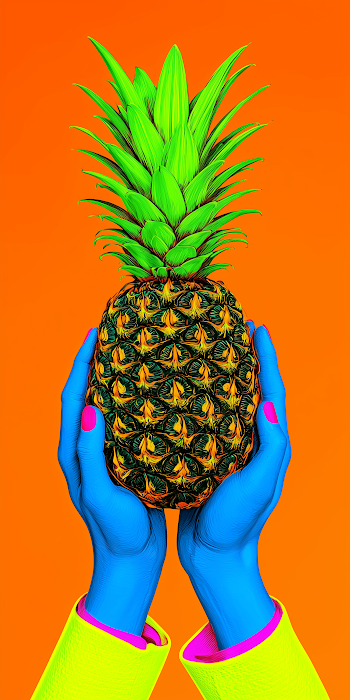 Vibrant Pineapple in Colorful Hands