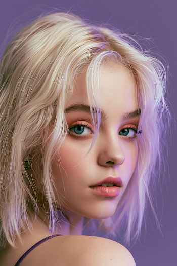 Vibrant Portrait of Young Woman with Textured Blonde Hair