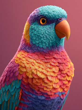 Vibrant Rainbow Lorikeet in Pixar 3D Animation Style