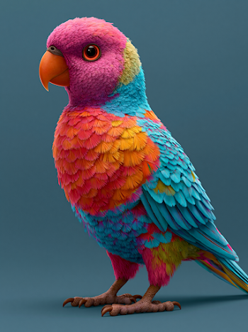 Vibrant Rainbow Lorikeet in Pixar Style