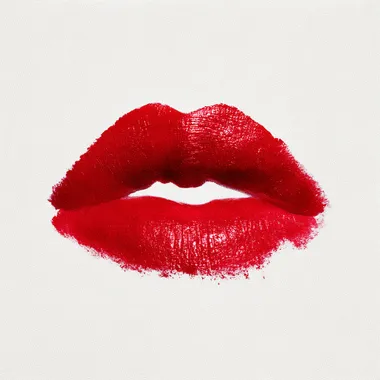 Vibrant Red Lipstick Print on White Background Vibrant Red Lipstick Print on White Background