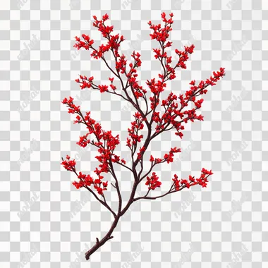 Vibrant Red Tree Picks with Floral Sprays - Stock Photo