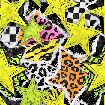 Vibrant Seamless Pattern of Torn Paper Stars