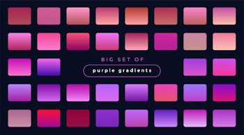 Vibrant set of purple and pink gradients Free Vector