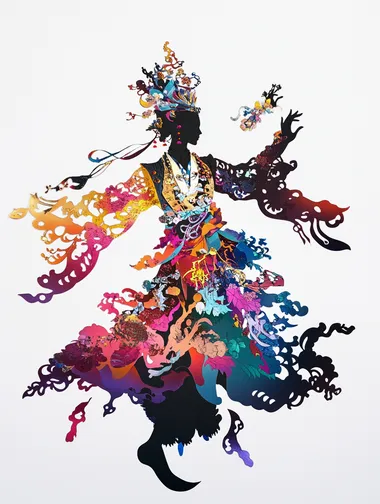 Vibrant Shadow Play: Peking Opera Silhouette Vibrant Shadow Play: Peking Opera Silhouette