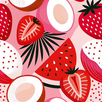 Vibrant Strawberry and Coconut Collage