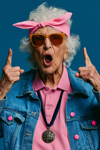 Vibrant Studio Portrait of an Aged Woman