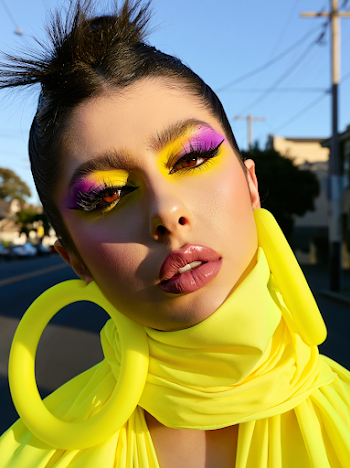 Vibrant Summer Beauty Portrait with Bold Makeup