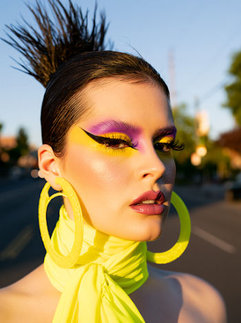 Vibrant Summer Beauty Portrait with Dramatic Makeup